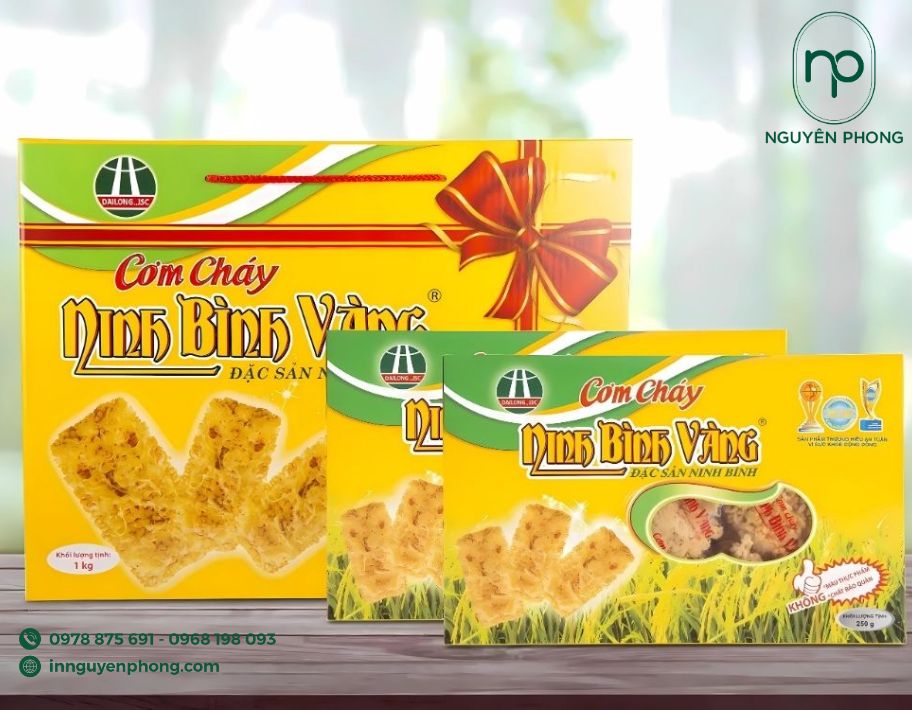 Mẫu hộp đựng cơm cháy thương hiệu